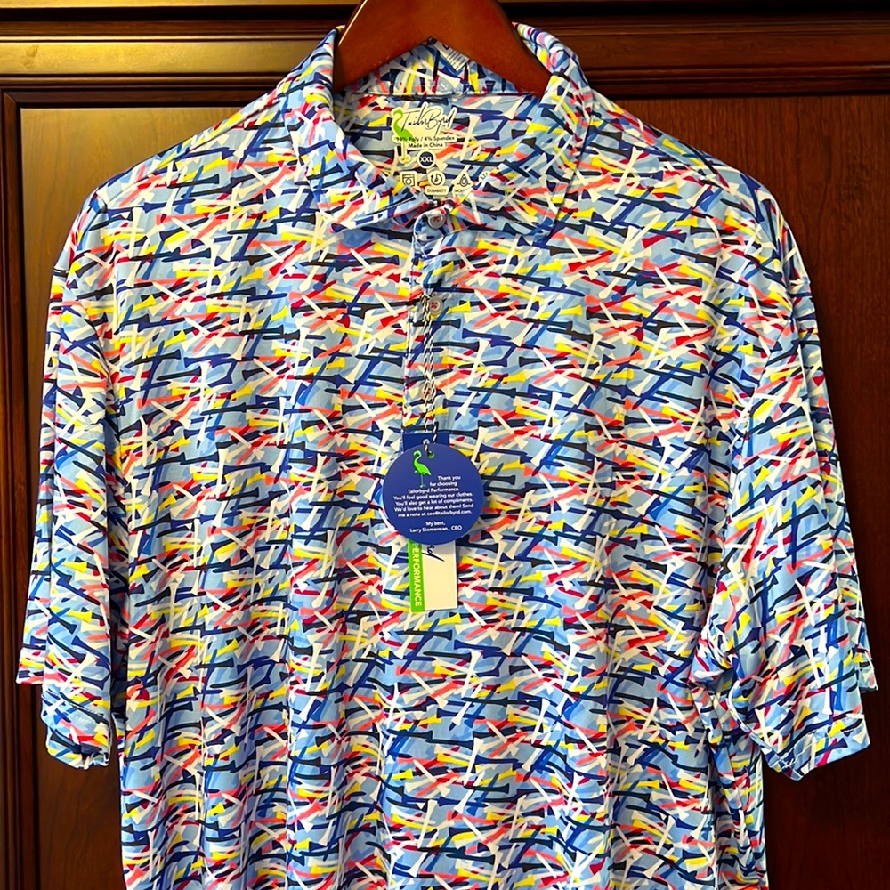 Brand New Tailor Byrd Golf Inspired Multicolor Quick Dry, Moisture Wicking Polo!